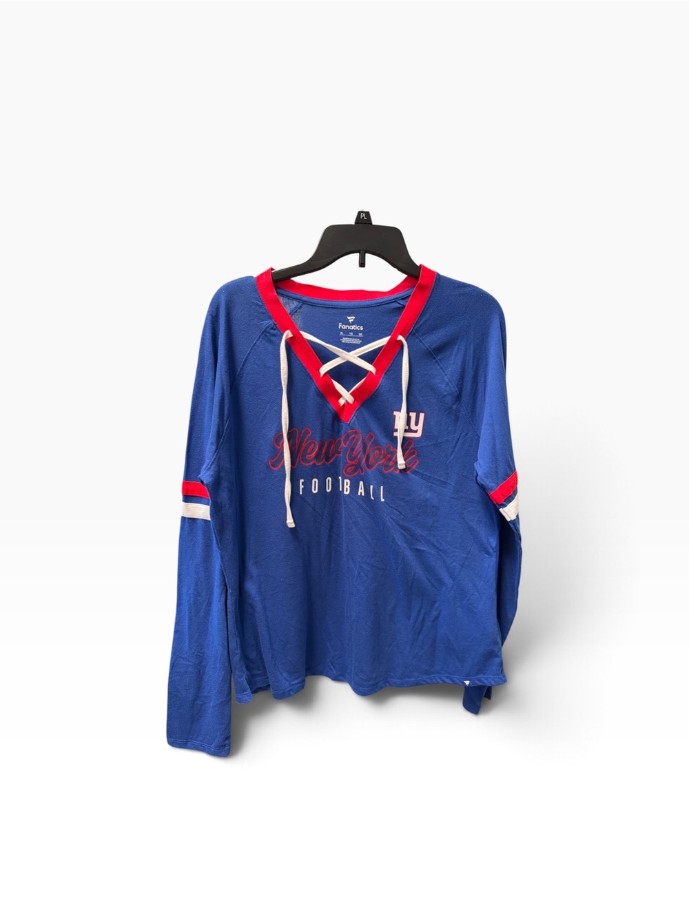 NFL Fanatics New York Giants Women’s Lace-Up Long Sleeve Shirt Blue Size XL NWT